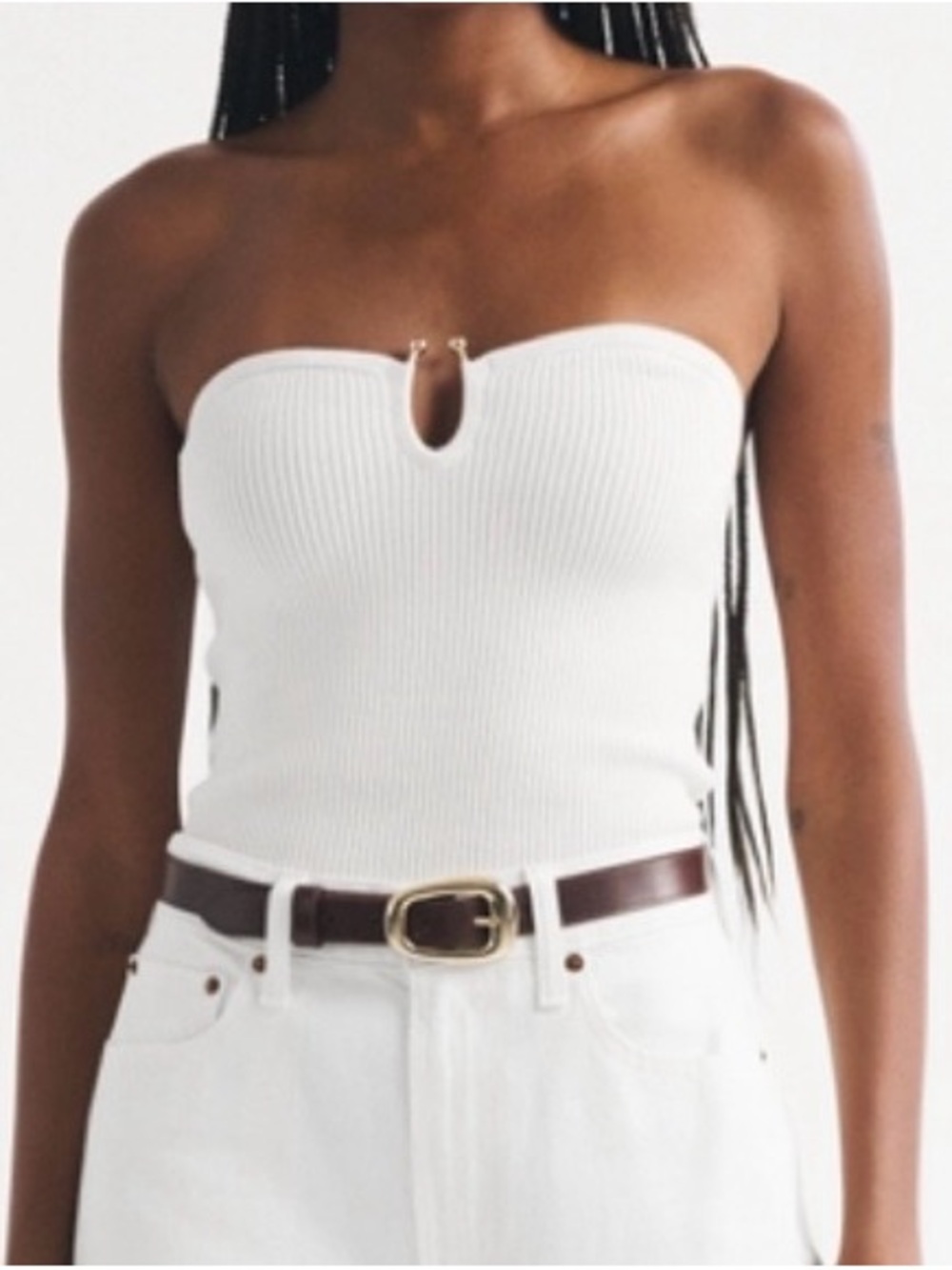 Abercrombie Ottoman Hardware Tube Top XS Cream NWT